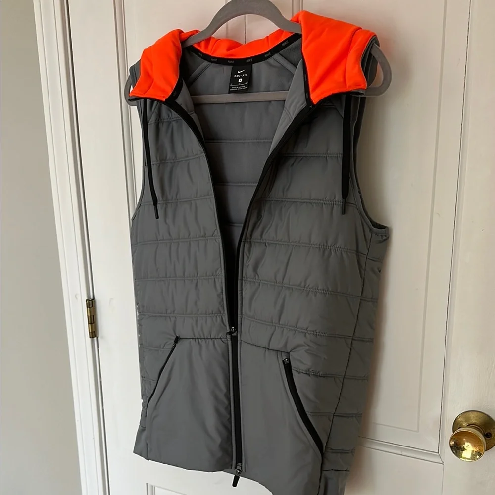 Nike Gray Hooded Vest with Orange Lining - Picture 4 of 5